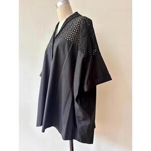 Vintage Romeo Gigli Black Cotton Eyelet Oversized Tunic Top
